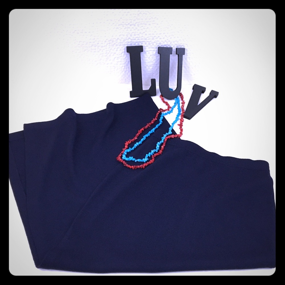 ST JOHN Maxi Skirt w/ 20" Slit Navy Blue - Picture 3 of 4